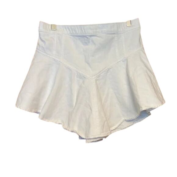 Aerie White Denim Size Small elastic waist flounce mini skirt NWT - Picture 2 of 5